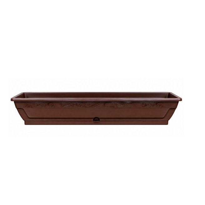 Jardinieră "Lalea" cu tăviță, Sterk, 100x16x19 cm, plastic maro închis